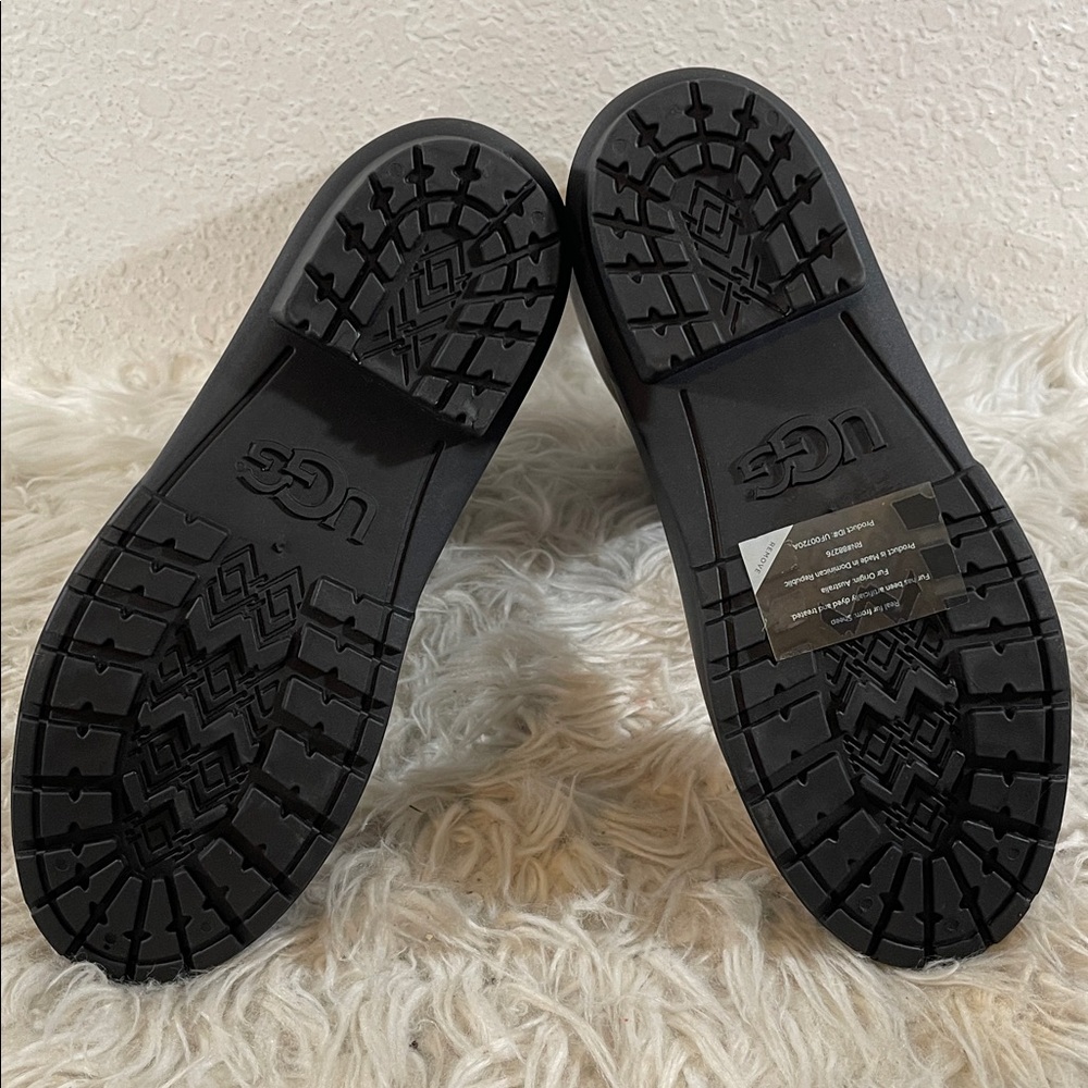 UGG Sienna Matte Rain Rubber Boots Slip On Black 1100510 Size 9 Real Fur NEW - Picture 10 of 15